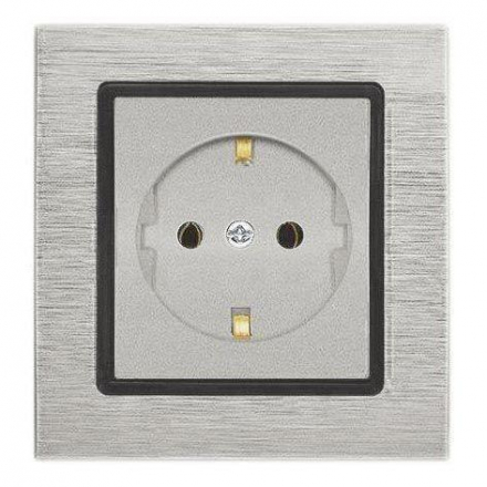 Розетка 2P+E Vesta-Electric Exclusive Silver Metallic серебро FRZ00041003SER