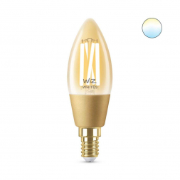 Лампа светодиодная филаментная диммируемая WiZ E14 4,9W 2700-6500K золото Wi-Fi BLE 25W C35E14920-50Amb1PF/6 929003017701