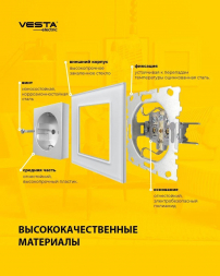 Розетка 2P+E Vesta-Electric Exclusive White белый FRZ00040004BEL