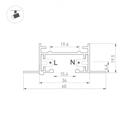 Шинопровод встраиваемый Arlight LGD-2TR-Track-F-1000-WH-M 038670