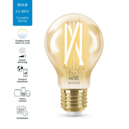 Лампа светодиодная филаментная диммируемая WiZ E27 7W 2700-6500K золотая Wi-Fi BLE50WA60E27920-50Amb1PF/6 929003017401
