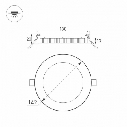 Встраиваемый светодиодный светильник Arlight DL-142M-13W White 020108