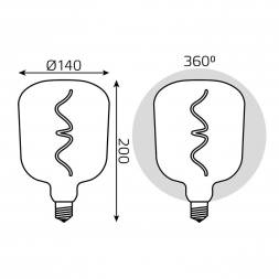 Лампа светодиодная филаментная Gauss E27 5W 1800K черная 1008802105