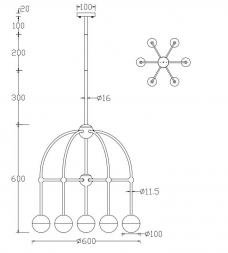 Подвесная люстра Crystal Lux Truena SP-PL6+1 Nickel