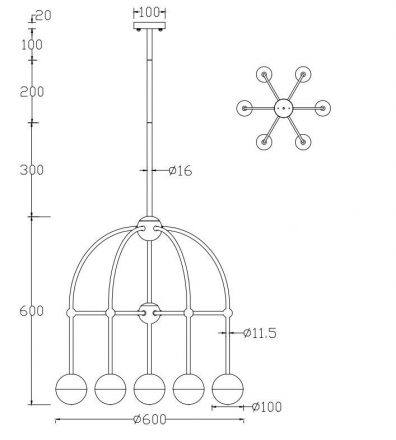 Подвесная люстра Crystal Lux Truena SP-PL6+1 Nickel