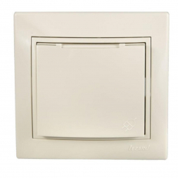 Розетка с зазем. с крышкой Lezard Mira кремовая 701-0303-123B