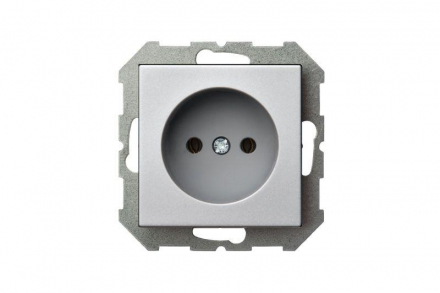 Розетка 2P Liregus Epsilon серебро 28-175
