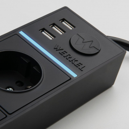 Розеточный блок 4гн 3USB х 1,7м с/з Werkel WL20-04-03 4690389128400