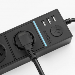 Розеточный блок 4гн 3USB х 1,7м с/з Werkel WL20-04-03 4690389128400