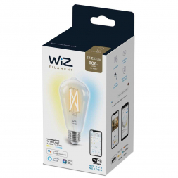 Лампа светодиодная филаментная диммируемая WiZ E27 7W 2700-6500K прозрачная Wi-Fi BLE60WST64E27927-65CL1PF/6 929003018601