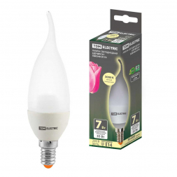 Лампа светодиодная TDM Electric Е14 7W 3000K прозрачная SQ0340-0173