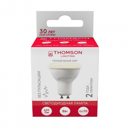 Лампа светодиодная Thomson GU10 8W 3000K полусфера матовая TH-B2053