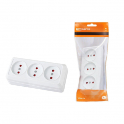 Розетка тройная 2P TDM Electric Ладога со шторками белая SQ1801-0125