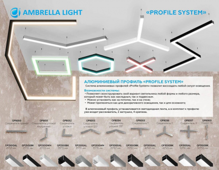Соединитель угловой Ambrella light Illumination Profile System (5шт) GP8053