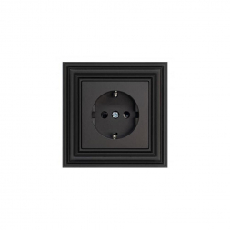 Розетка 2P Liregus Retro со шторками черный матовый 29-225