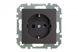 Розетка 2P Liregus Retro со шторками черный матовый 29-225