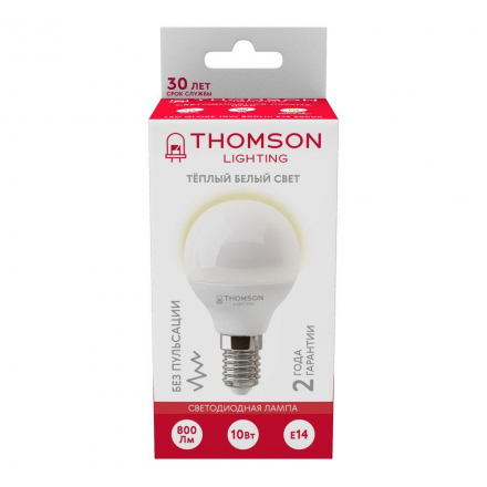 Лампа светодиодная Thomson E14 10W 3000K шар матовая TH-B2035