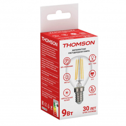 Лампа светодиодная филаментная Thomson E14 9W 4500K шар прозрачная TH-B2086