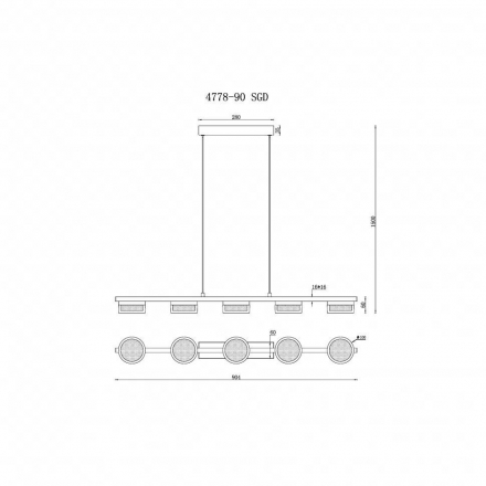 Подвесная светодиодная люстра iLedex Link 4778-90 MBK+SGD