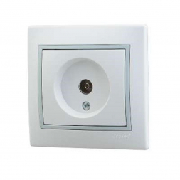 Розетка ТВ проходная Lezard Mira белая с сер. вст. 701-0215-129