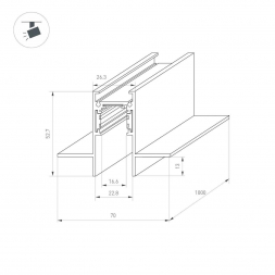 Встраиваемый магнитный шинопровод Arlight MAG-ORIENT-TRACK-2653-FDW-2000 (BK, FLAT) 041438