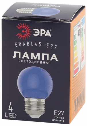 Лампа светодиодная ЭРА E27 1W 3000K синяя ERABL45-E27 Б0049573