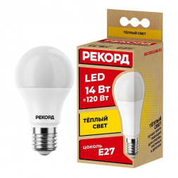 Лампа светодиодная Рекорд E27 14W 3000K матовая 24368