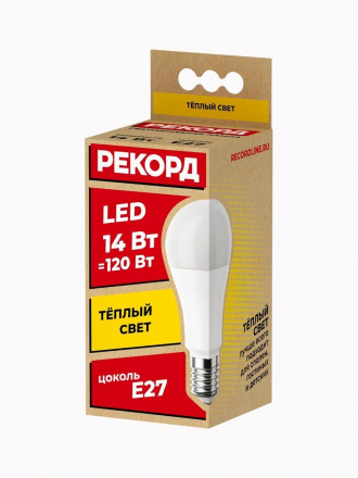 Лампа светодиодная Рекорд E27 14W 3000K матовая 24368