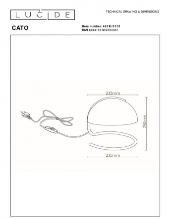 Настольная лампа Lucide Cato 46516/01/31