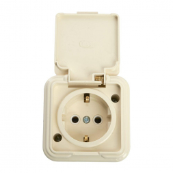 Розетка 2P+PE Stekker Брест с крышкой слоновая кость PST16-21-44 49058