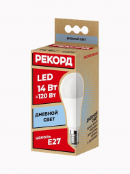 Лампа светодиодная Рекорд E27 14W 4000K матовая 24369