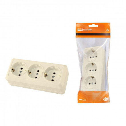 Розетка тройная 2P+PE TDM Electric Ладога слоновая кость SQ1801-0226