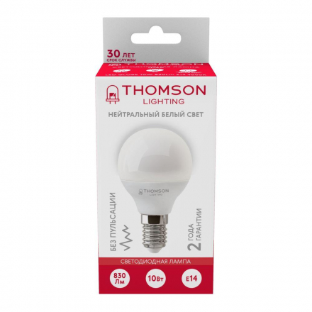 Лампа светодиодная Thomson E14 10W 4000K шар матовая TH-B2036