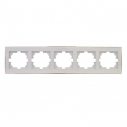 Рамка 5-ая горизонтальная Lezard Rain белая с бок. вст. золото 703-0226-150