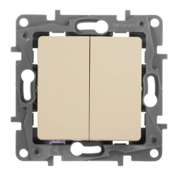 Переключатель двухклавишный Legrand Etika 10A 250V слоновая кость 672312