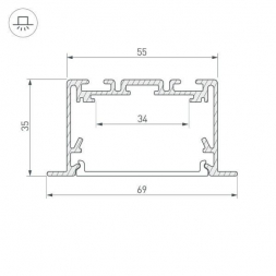 Профиль Arlight S2-LINIA69-F-2500 SEAMLESS BLACK (Arlight, Алюминий) 033534