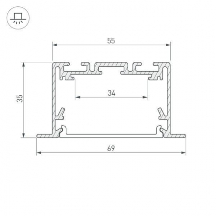 Профиль Arlight S2-LINIA69-F-2500 SEAMLESS BLACK (Arlight, Алюминий) 033534