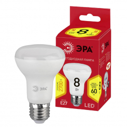 Лампа светодиодная ЭРА E27 8W 2700K матовая ECO LED R63-8W-827-E27 Б0019082
