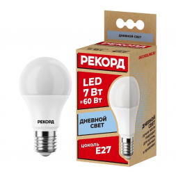 Лампа светодиодная Рекорд E27 7W 4000K матовая 23874