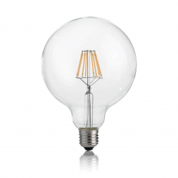 Лампа светодиодная филаментная Ideal Lux E27 8W 3000K шар прозрачная 101347