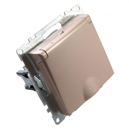 Розетка 2P+PE Stekker Катрин со шторками крышкой шампань GLS16-7112-02 39594