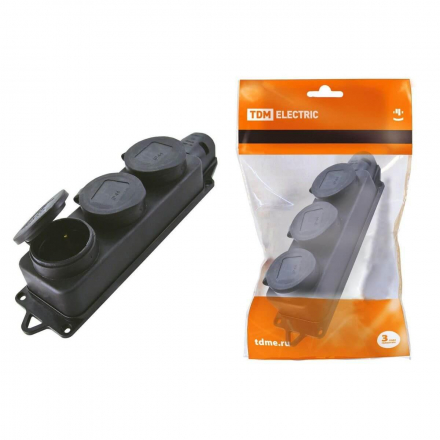 Розетка тройная 2P+PE TDM Electric с заглушками SQ0612-0008