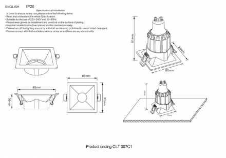 Встраиваемый светильник Crystal Lux CLT 007C1 BL