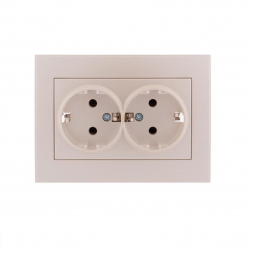 Розетка 2-ая с зазем. Lezard Rain белый жемчуг 703-3030-127