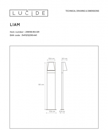 Уличный светильник Lucide Liam 29898/80/29