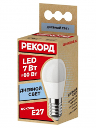 Лампа светодиодная Рекорд E27 7W 4000K матовая 23886