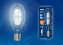Лампа светодиодная филаментная Uniel E40 30W 4000K прозрачная LED-ED90-30W/NW/E40/CL GLP05TR UL-00003760