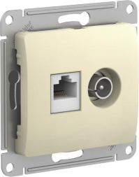 Розетка компьютерная RJ45/TV Schneider Electric Glossa 5e кат UTP бежевая GSL000289