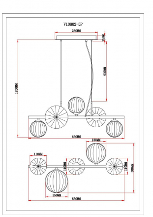 Подвесная люстра Moderli Renny V10802-5P