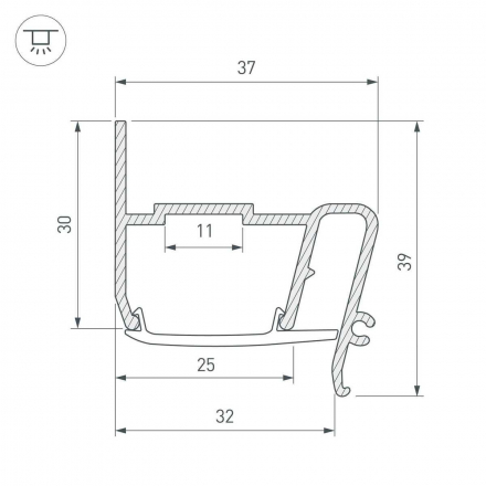 Профиль Arlight Stretch-S-30-Wall-Side-2000 040702
